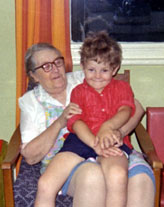 Amelia Thorne nee.Hawkins with grandson 1973